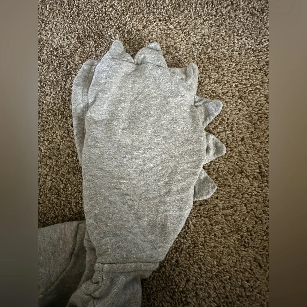 Gray baby One Piece with Dinosaur Design